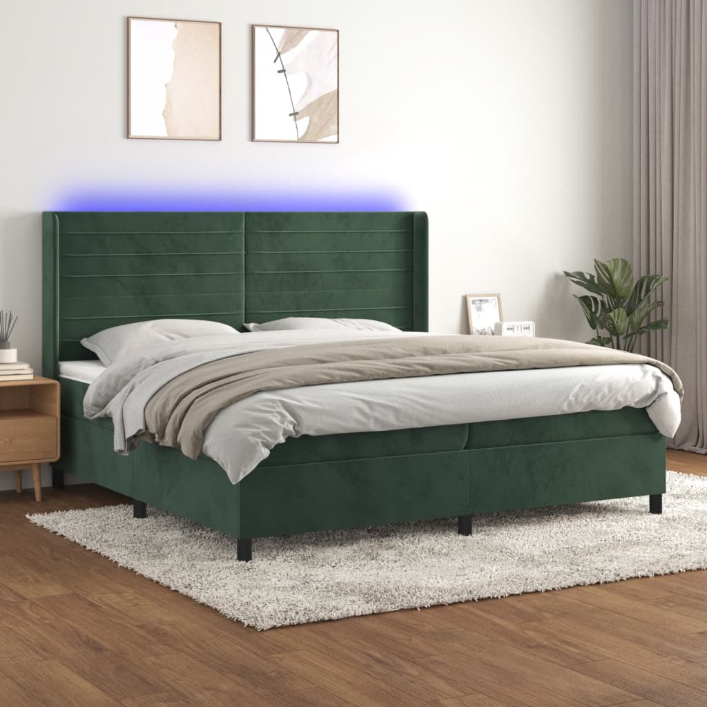 Boxspring Met Matras En Led Fluweel 200 x 200 cm