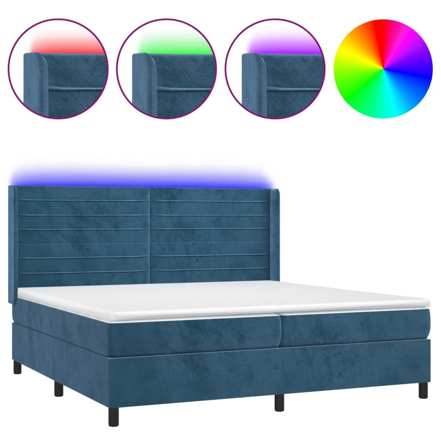 Boxspring Met Matras En Led Fluweel 200 x 200 cm