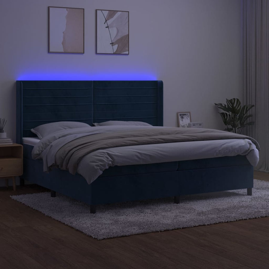 Boxspring Met Matras En Led Fluweel 200 x 200 cm