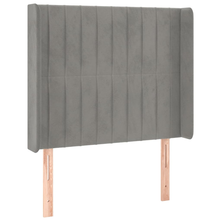 Boxspring Met Matras En Led Fluweel Lichtgrijs 90 x 190 cm Verticale strepen