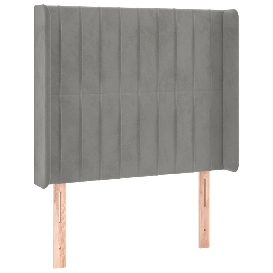 Boxspring Met Matras En Led Fluweel Lichtgrijs 90 x 200 cm Verticale strepen