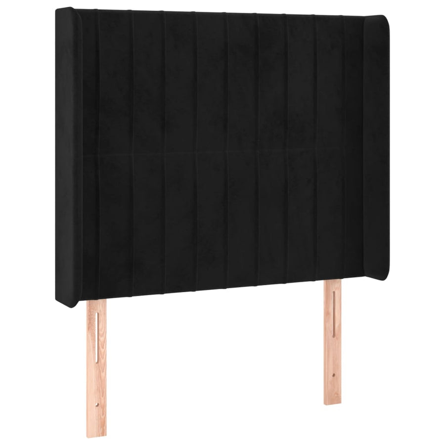 Boxspring Met Matras En Led Fluweel Zwart 90 x 200 cm Verticale strepen