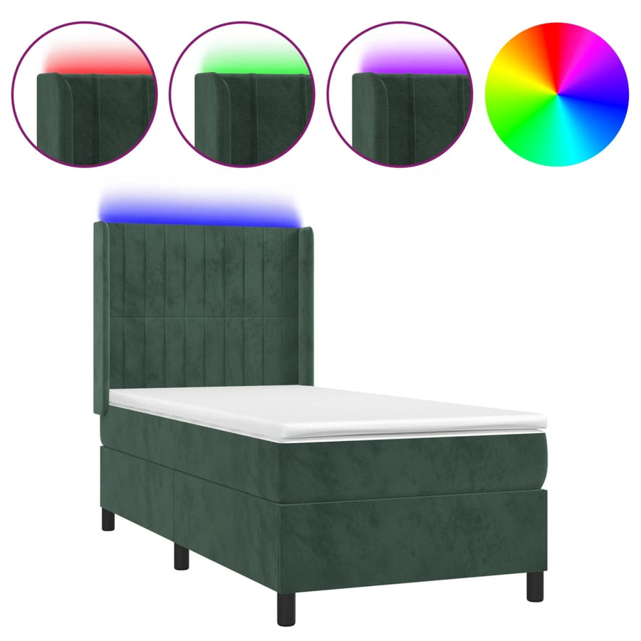 Boxspring Met Matras En Led Fluweel 90 x 200 cm