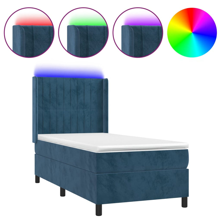 Boxspring Met Matras En Led Fluweel 90 x 200 cm
