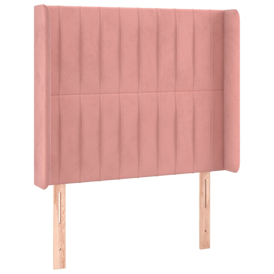 Boxspring Met Matras En Led Fluweel Roze 100 x 200 cm Verticale strepen