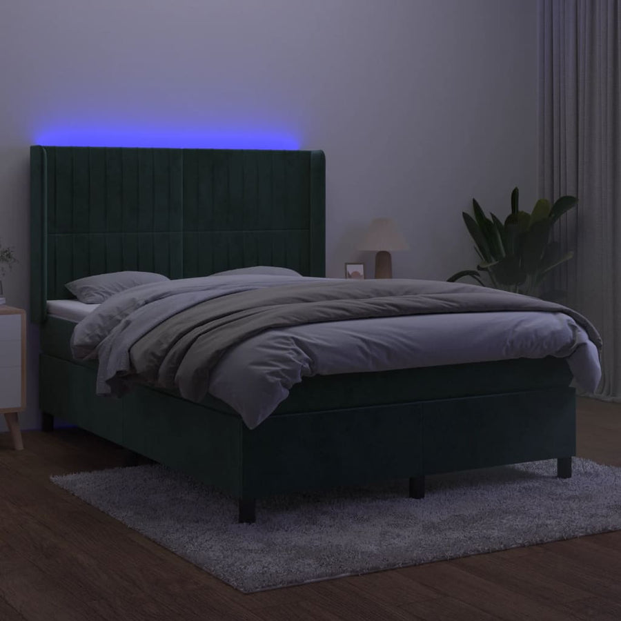 Boxspring Met Matras En Led Fluweel 140 x 190 cm