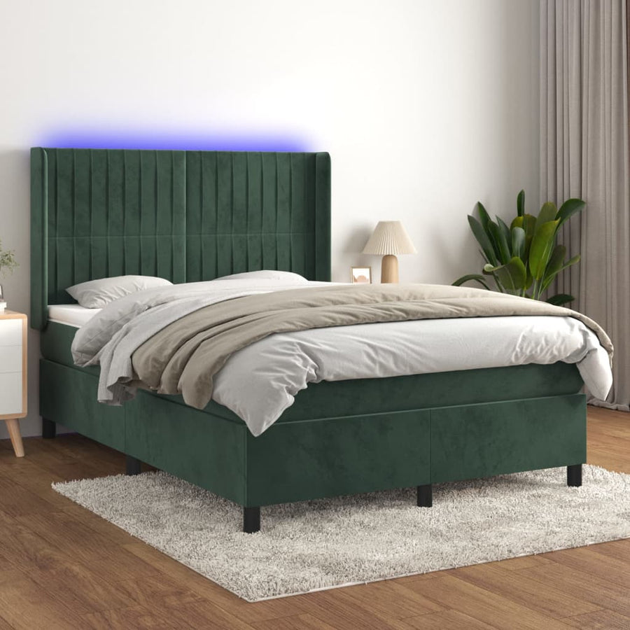 Boxspring Met Matras En Led Fluweel 140 x 190 cm