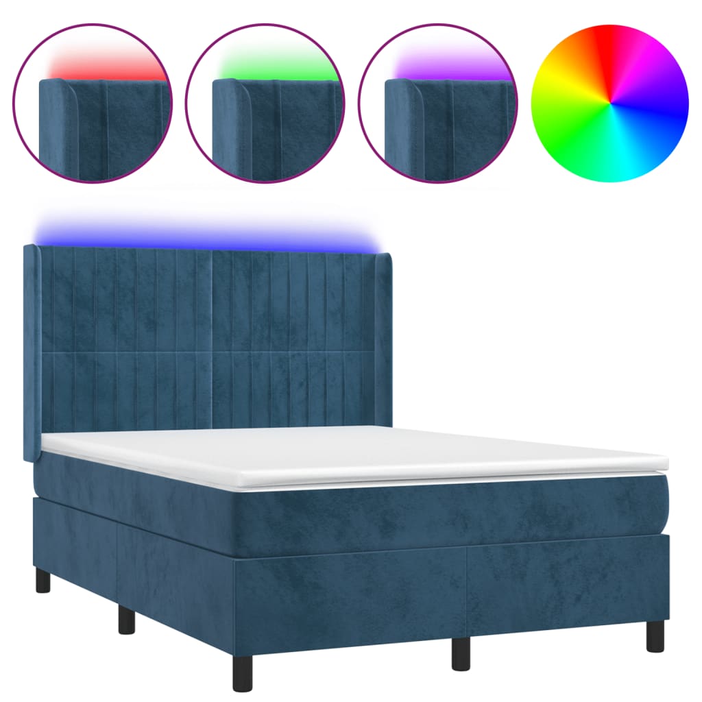 Boxspring Met Matras En Led Fluweel 140 x 190 cm