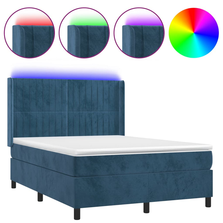 Boxspring Met Matras En Led Fluweel 140 x 190 cm