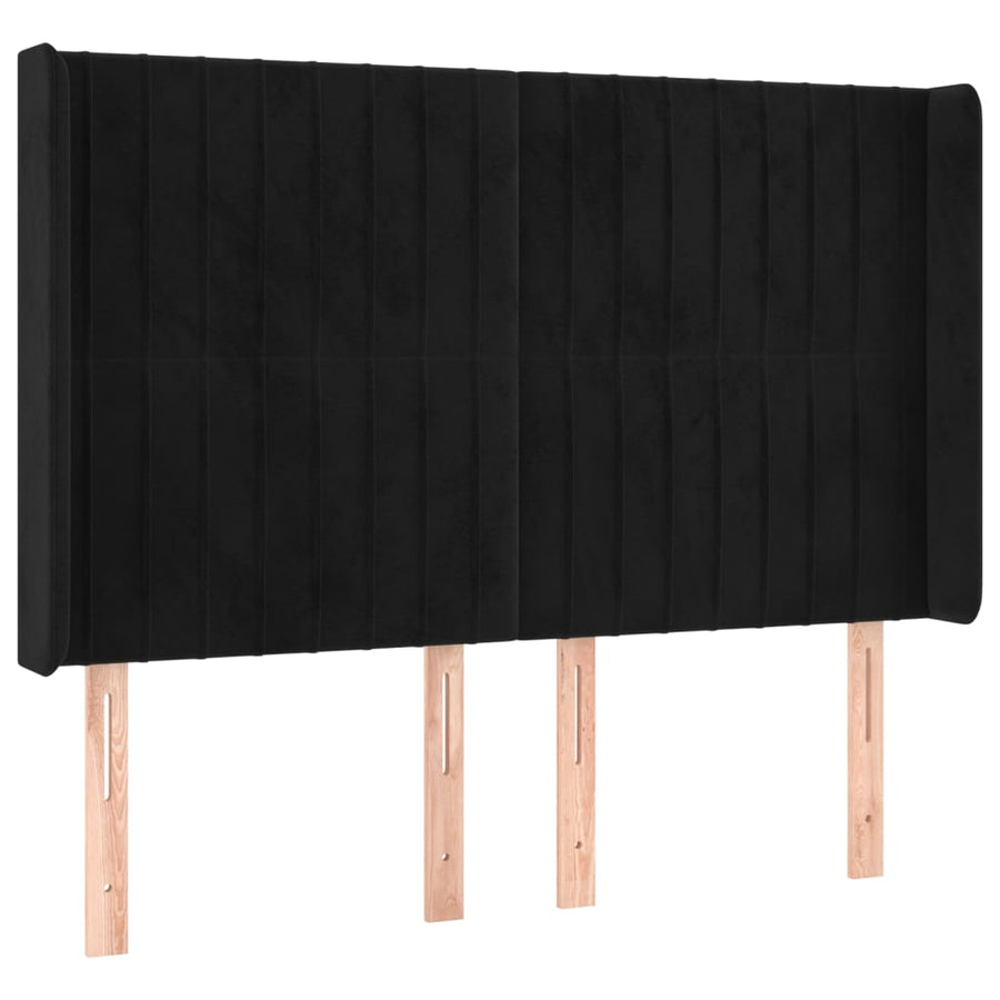 Boxspring Met Matras En Led Fluweel Zwart 140 x 200 cm Verticale strepen
