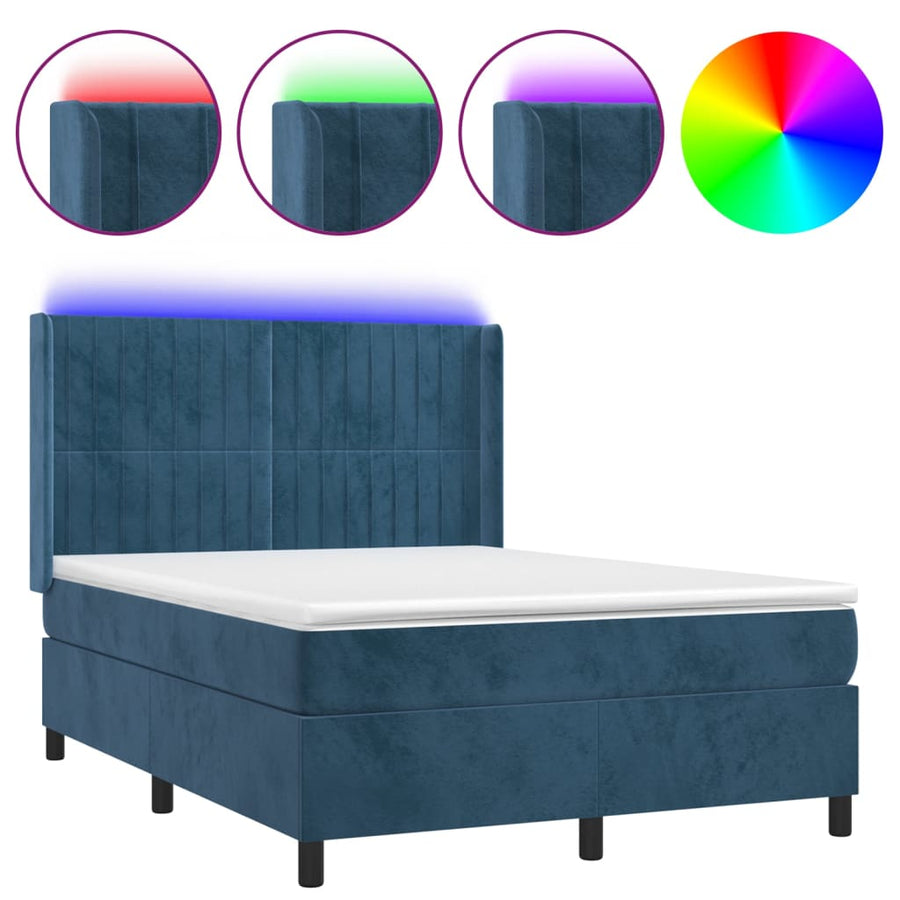 Boxspring Met Matras En Led Fluweel 140 x 200 cm