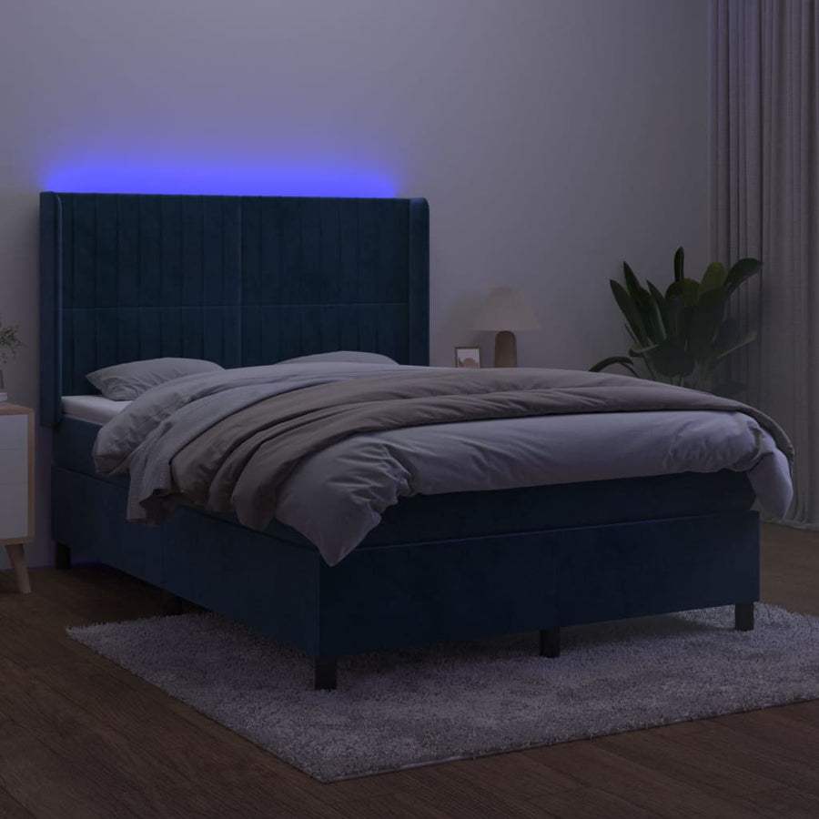 Boxspring Met Matras En Led Fluweel 140 x 200 cm