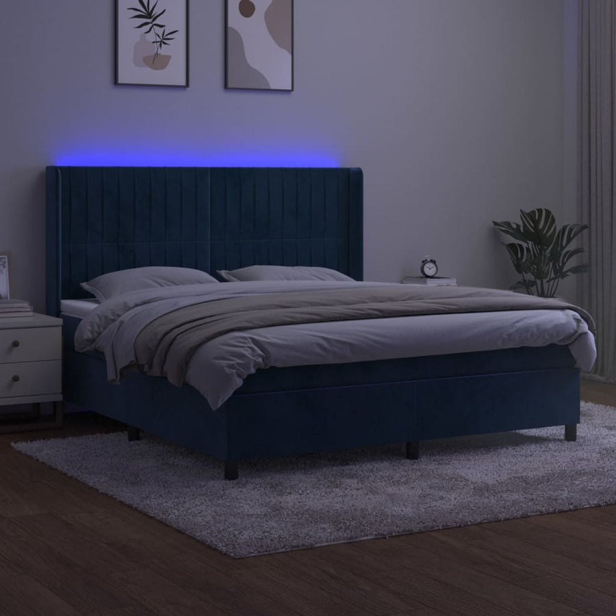 Boxspring Met Matras En Led Fluweel 160 x 200 cm