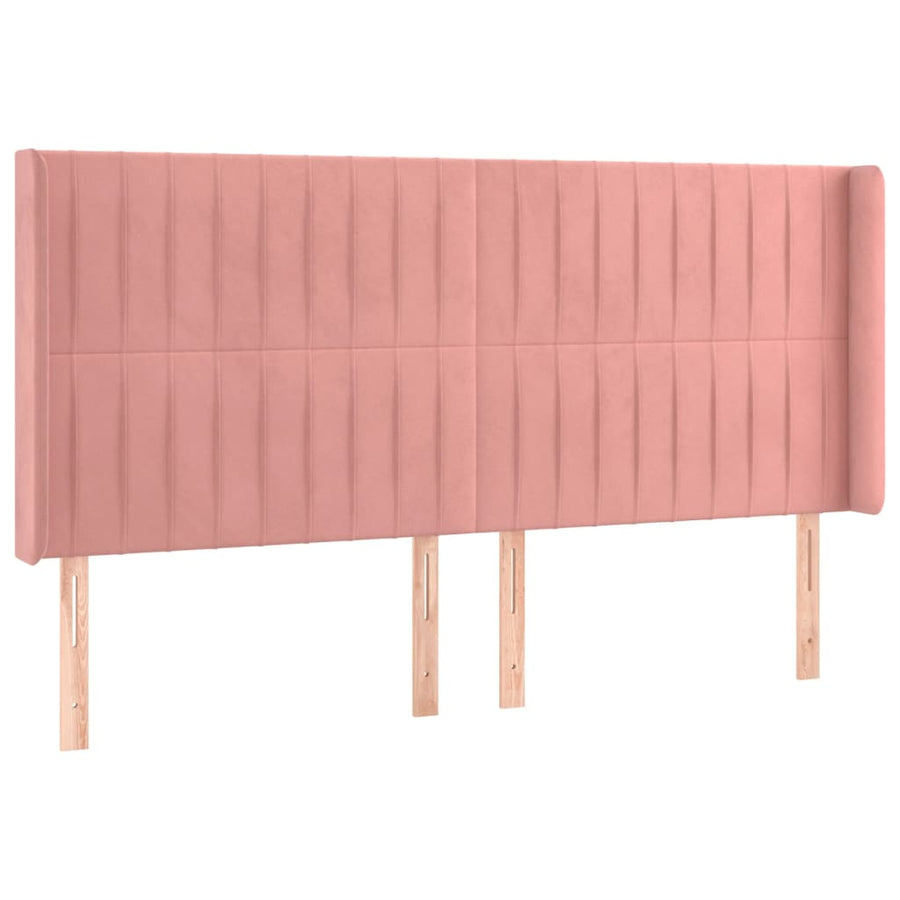Boxspring Met Matras En Led Fluweel Roze 160 x 200 cm Verticale strepen