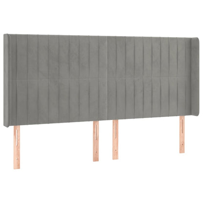 Boxspring Met Matras En Led Fluweel Lichtgrijs 180 x 200 cm Verticale strepen