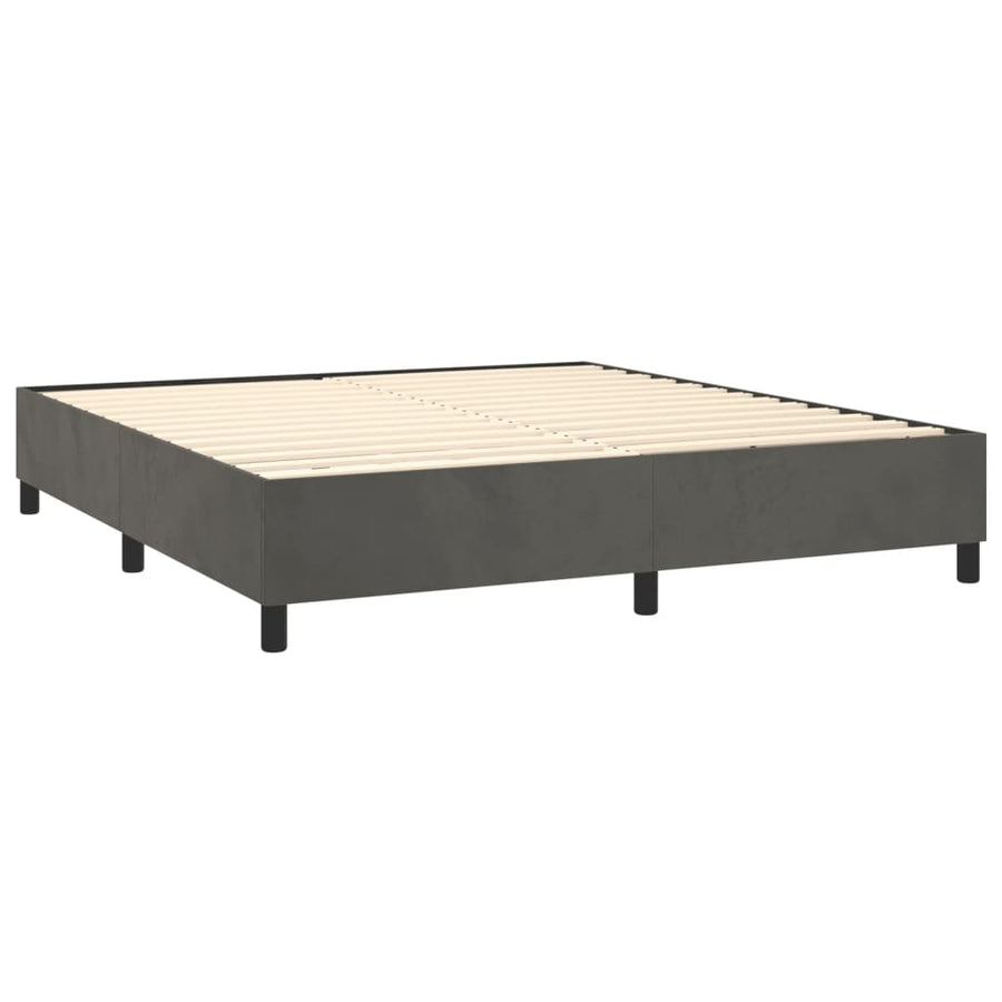 Boxspring Met Matras En Led Fluweel Donkergrijs 180 x 200 cm Verticale strepen