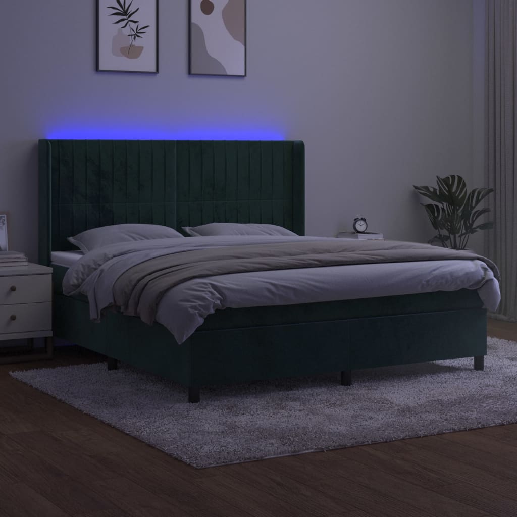 Boxspring Met Matras En Led Fluweel 180 x 200 cm