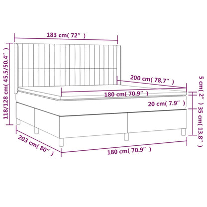 Boxspring Met Matras En Led Fluweel Roze 180 x 200 cm Verticale strepen