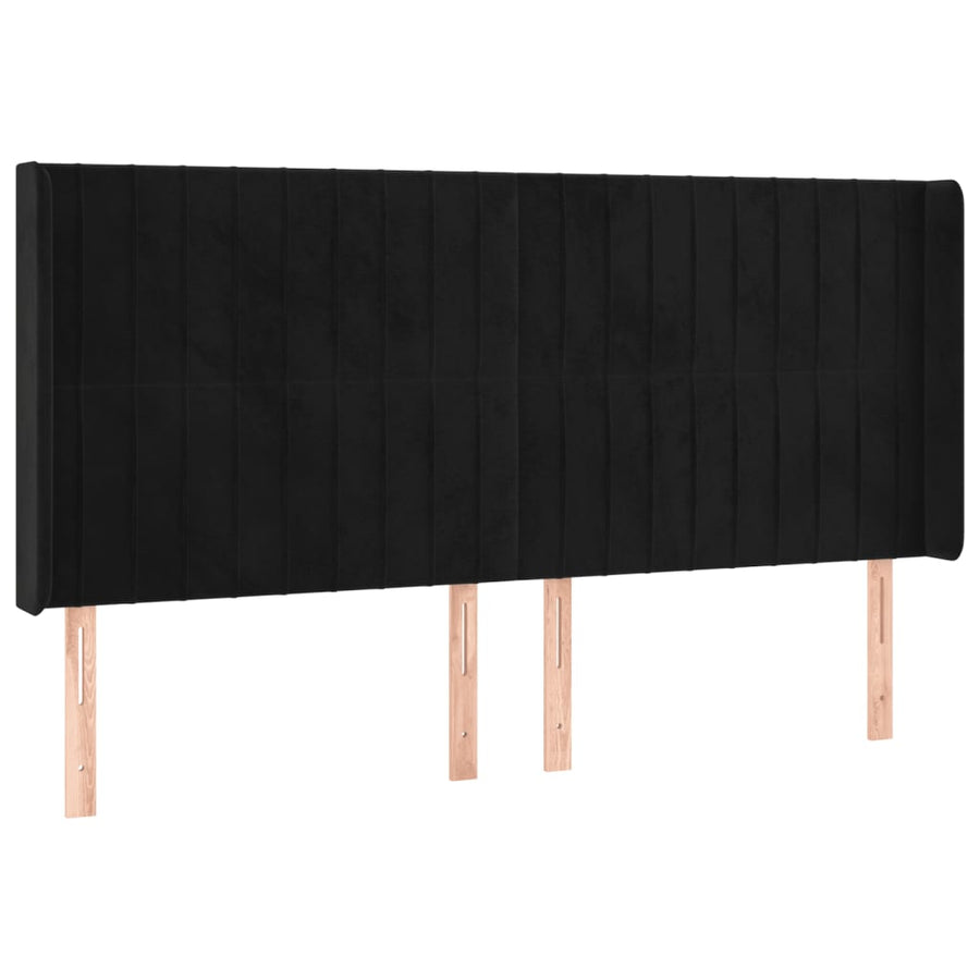 Boxspring Met Matras En Led Fluweel Zwart 200 x 200 cm Verticale strepen