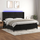Box spring with mattress and LED velvet black 200x200 cm