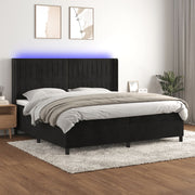 Boxspring met matras en LED 200x200 cm zwart fluweel
