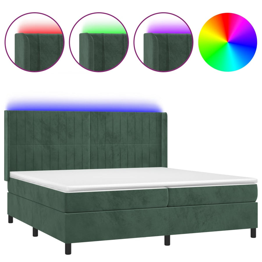 Boxspring Met Matras En Led Fluweel 200 x 200 cm