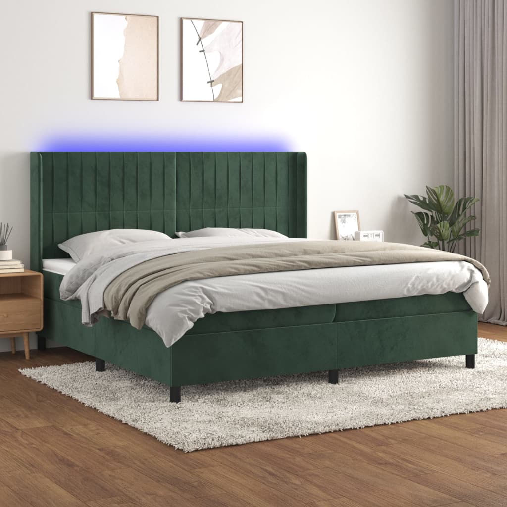 Boxspring Met Matras En Led Fluweel 200 x 200 cm