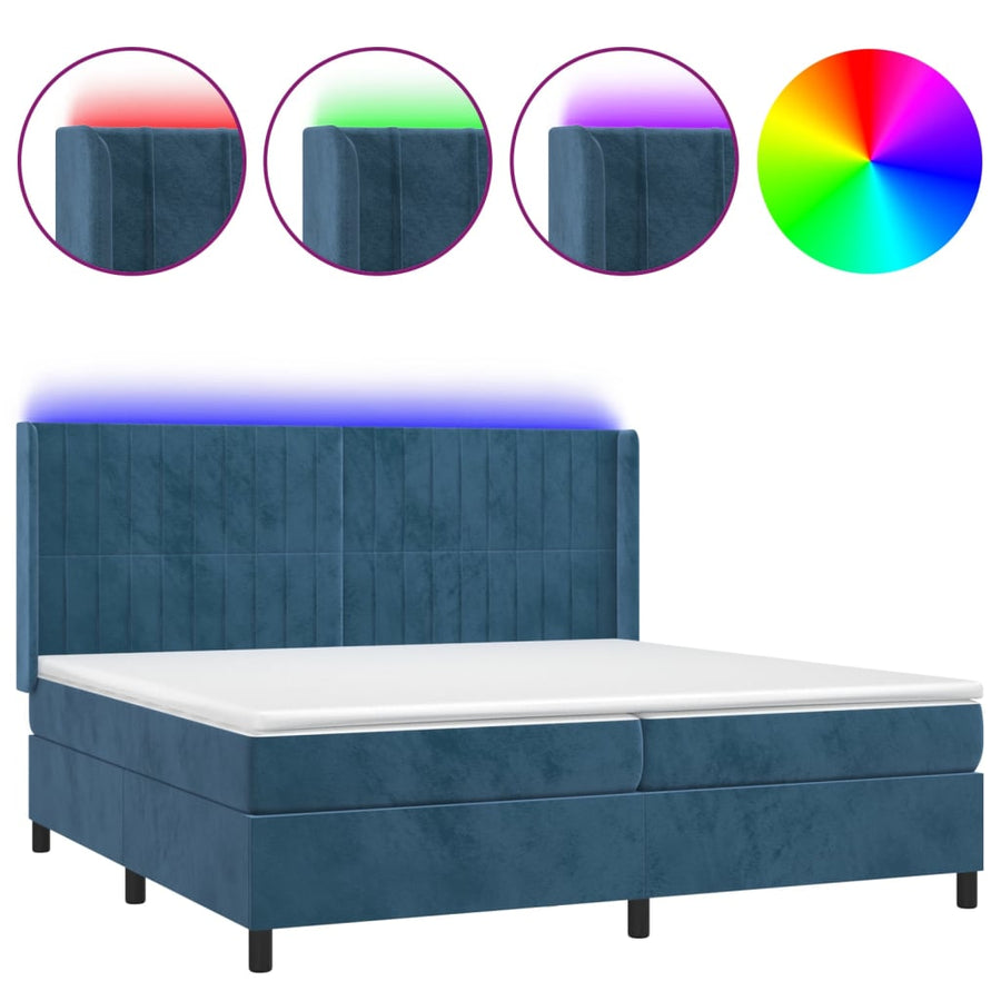 Boxspring Met Matras En Led Fluweel 200 x 200 cm