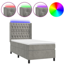 Boxspring Met Matras En Led Fluweel Lichtgrijs 80 x 200 cm Getuft ontwerp