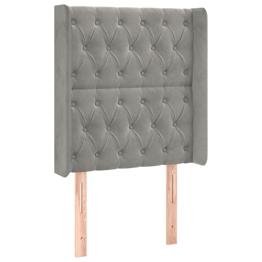 Boxspring Met Matras En Led Fluweel Lichtgrijs 80 x 200 cm Getuft ontwerp