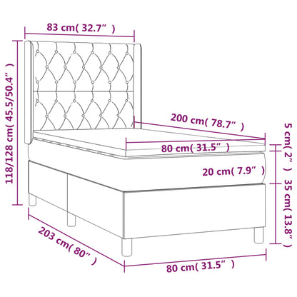 Boxspring Met Matras En Led Fluweel Zwart 80 x 200 cm Getuft ontwerp