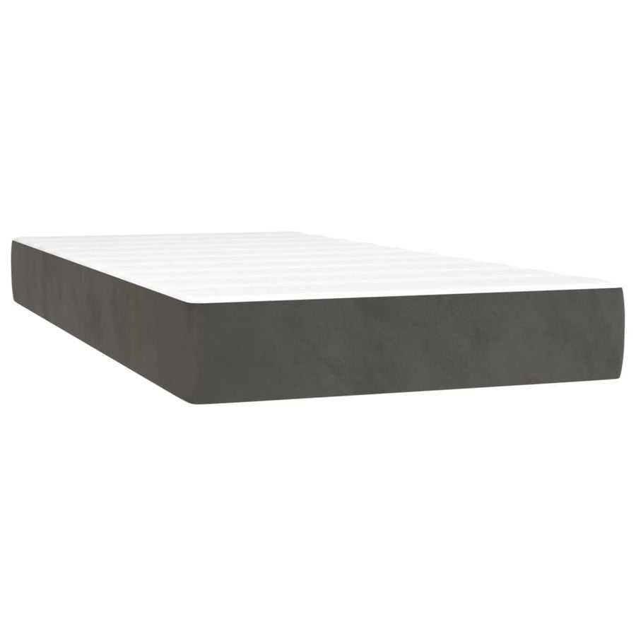Boxspring Met Matras En Led Fluweel Donkergrijs 90 x 190 cm Getuft ontwerp