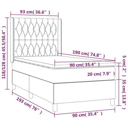 Boxspring Met Matras En Led Fluweel Donkergrijs 90 x 190 cm Getuft ontwerp