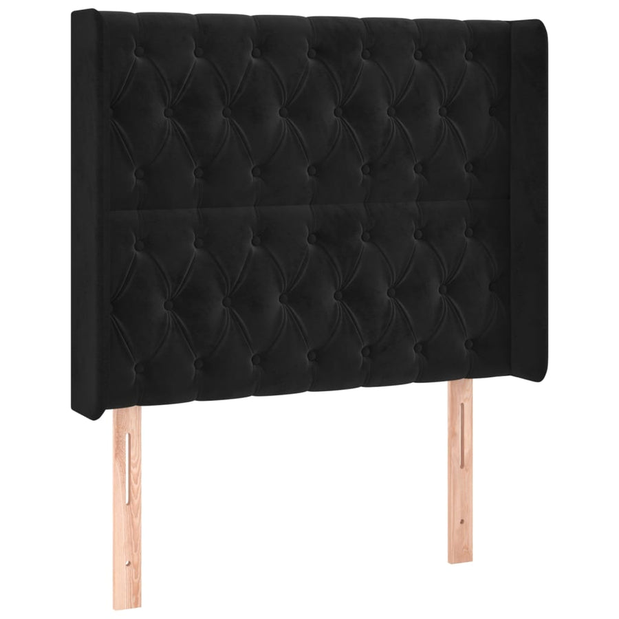 Boxspring Met Matras En Led Fluweel Zwart 90X190 Cm Zwart 90 x 190 cm Getuft ontwerp