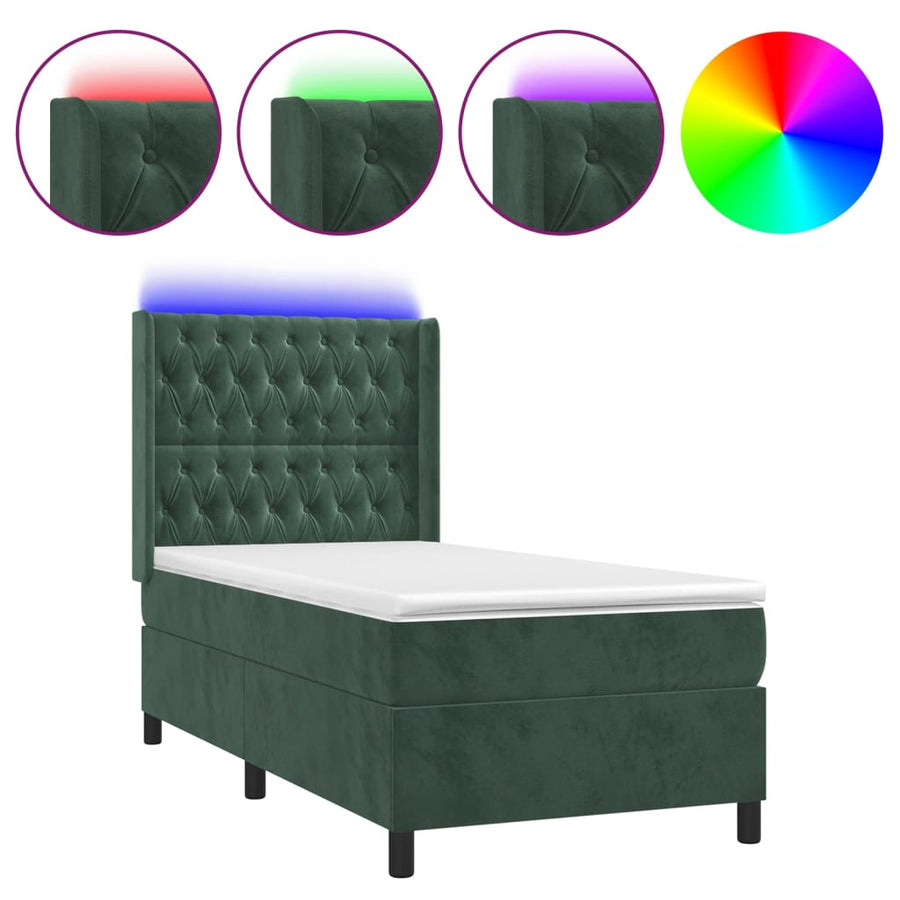Boxspring Met Matras En Led Fluweel 90 x 190 cm