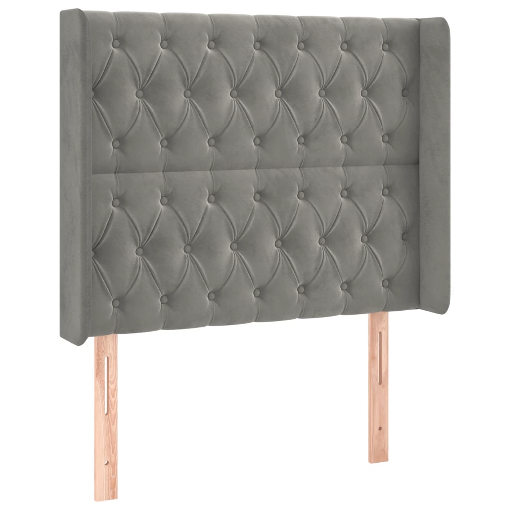 Boxspring Met Matras En Led Fluweel Lichtgrijs 90 x 200 cm Getuft ontwerp
