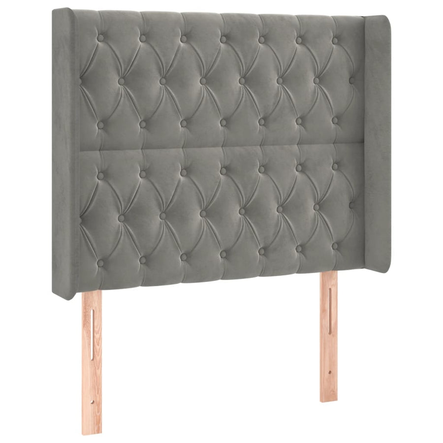 Boxspring Met Matras En Led Fluweel Lichtgrijs 90 x 200 cm Getuft ontwerp