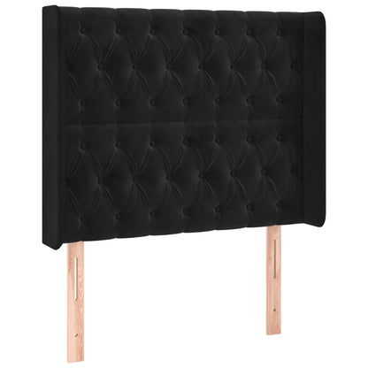 Boxspring Met Matras En Led Fluweel Zwart 90X200 Cm Zwart 90 x 200 cm Getuft ontwerp