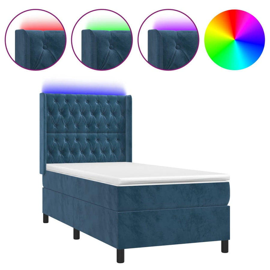 Boxspring Met Matras En Led Fluweel 90 x 200 cm