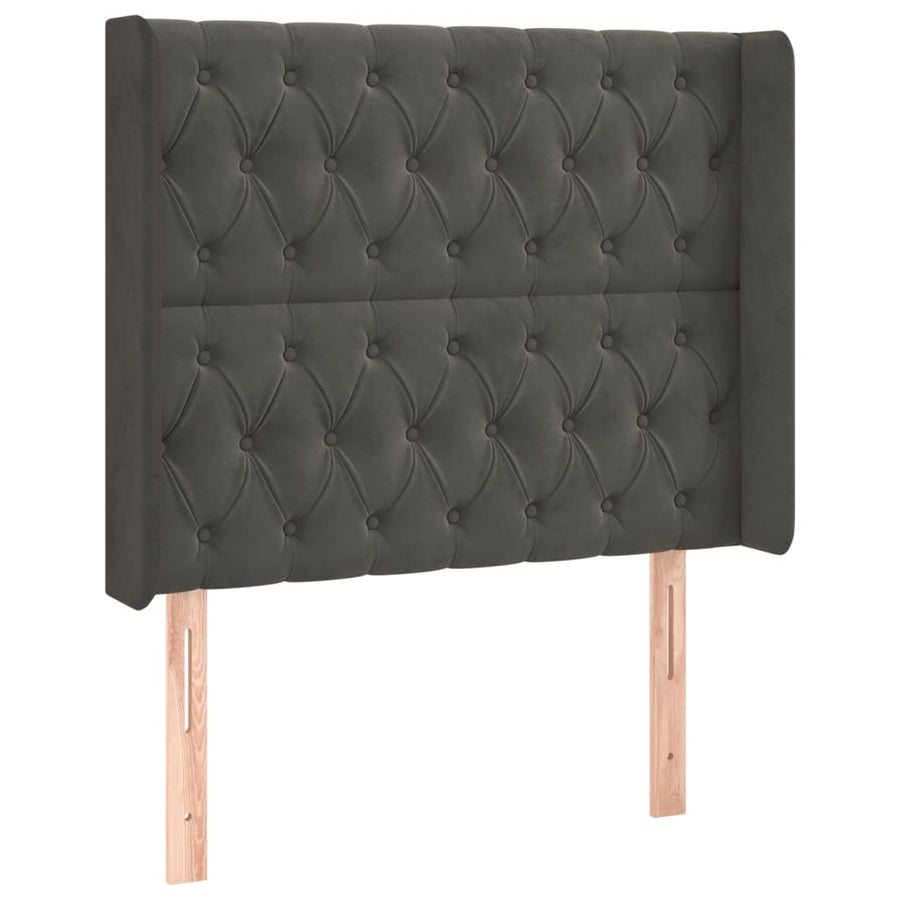 Boxspring Met Matras En Led Fluweel Donkergrijs 100 x 200 cm Getuft ontwerp