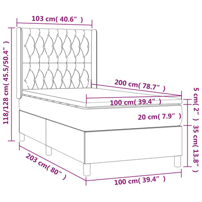 Boxspring Met Matras En Led Fluweel Zwart 100 x 200 cm Getuft ontwerp