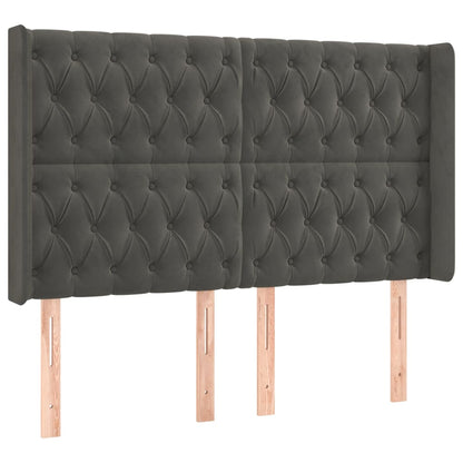 Boxspring Met Matras En Led Fluweel Donkergrijs 140 x 190 cm Getuft ontwerp