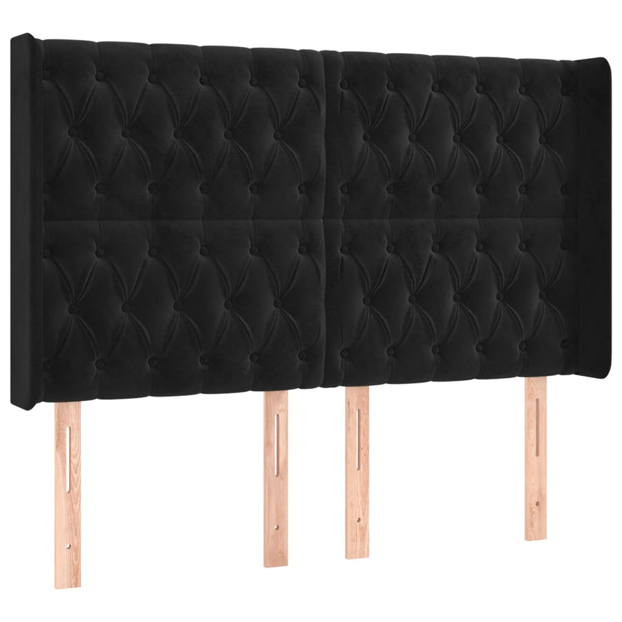 Boxspring Met Matras En Led Fluweel Zwart 140 x 190 cm Getuft ontwerp