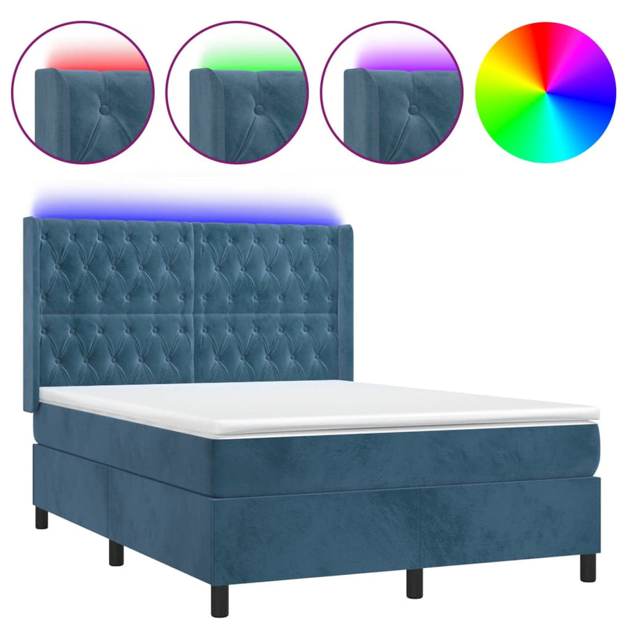 Boxspring Met Matras En Led Fluweel 140 x 190 cm