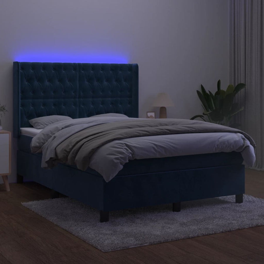 Boxspring Met Matras En Led Fluweel 140 x 190 cm