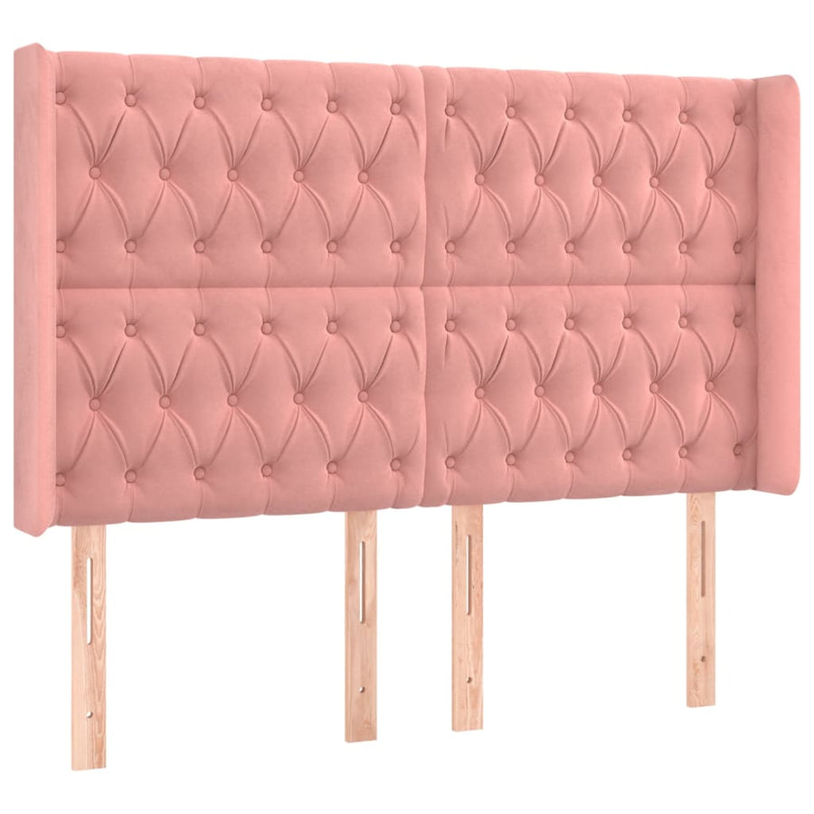 Boxspring Met Matras En Led Fluweel Roze 140 x 190 cm Getuft ontwerp
