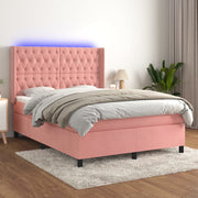 Boxspring met matras 140x190 cm roze fluweel LED
