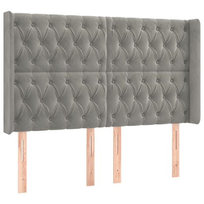 Boxspring Met Matras En Led Fluweel Lichtgrijs 140 x 200 cm Getuft ontwerp