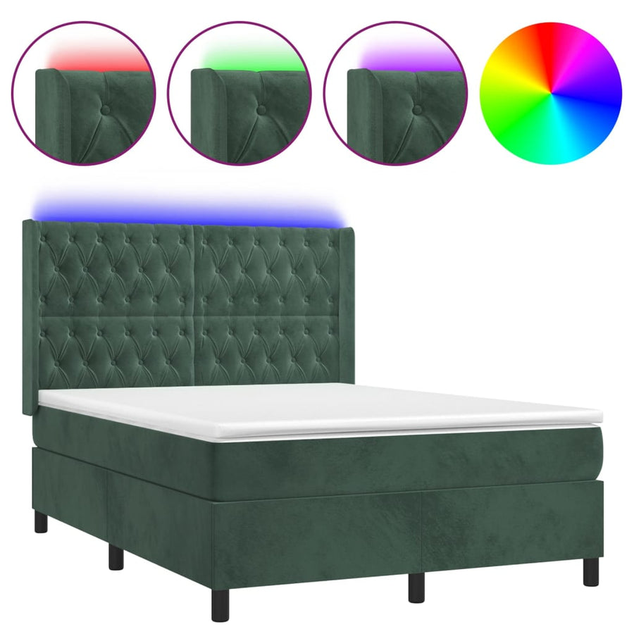 Boxspring Met Matras En Led Fluweel 140 x 200 cm