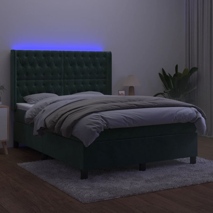 Boxspring Met Matras En Led Fluweel 140 x 200 cm